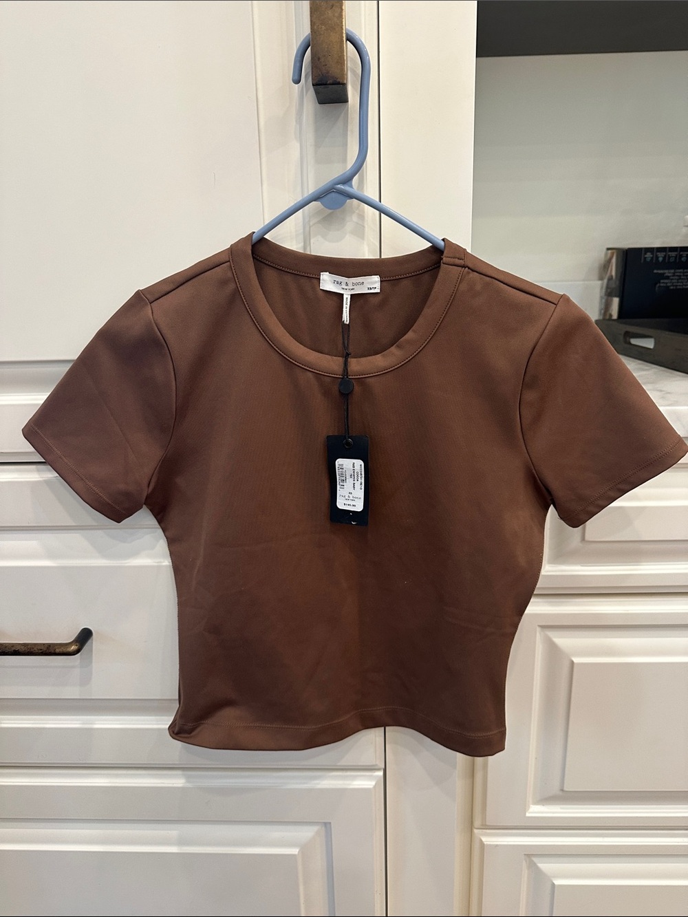 rag & bone Enhance Baby Tee- Brown Short Sleeve Crop Tee